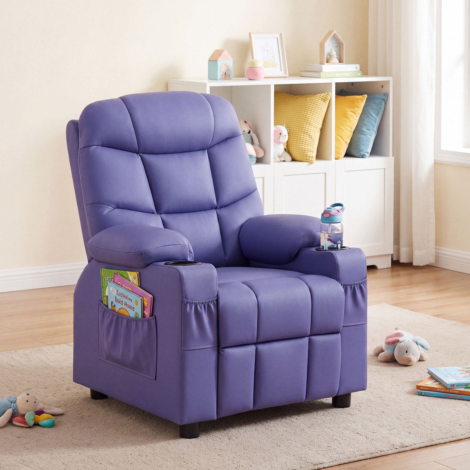 Kids Recliner Chair, Cup Holder, Footrest, Purple Kids Chairs & Seating at Gallery Canada