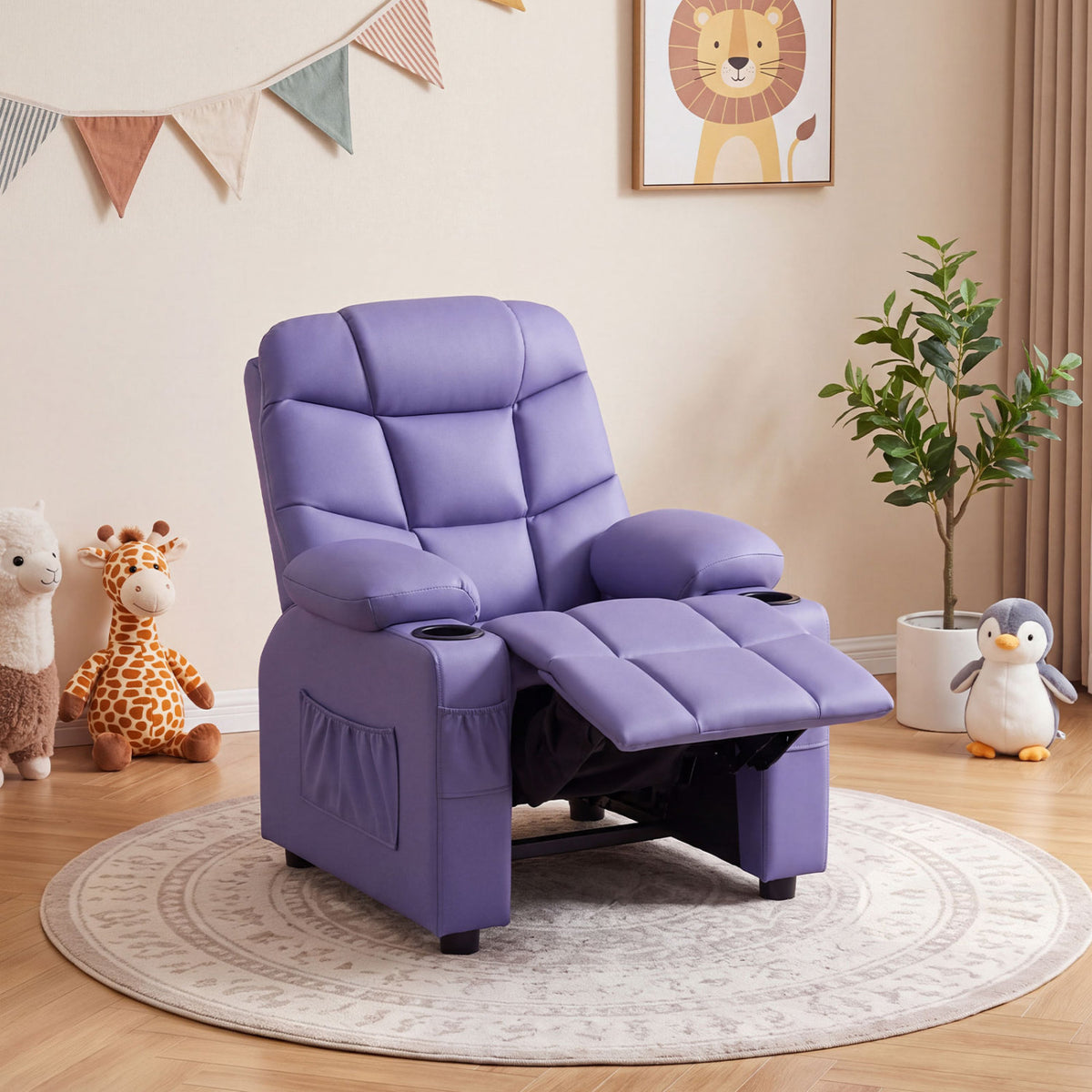 Kids Recliner Chair, Cup Holder, Footrest, Purple Kids Chairs & Seating at Gallery Canada