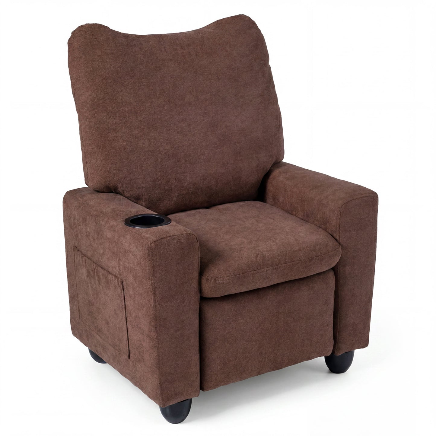 Kids Recliner Toddler Single Sofa with Adjustable Footrest and Cup Holder, Brown Kids Chairs & Seating Brown at Gallery Canada