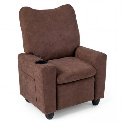 Kids Recliner Toddler Single Sofa with Adjustable Footrest and Cup Holder, Brown Kids Chairs & Seating Brown at Gallery Canada