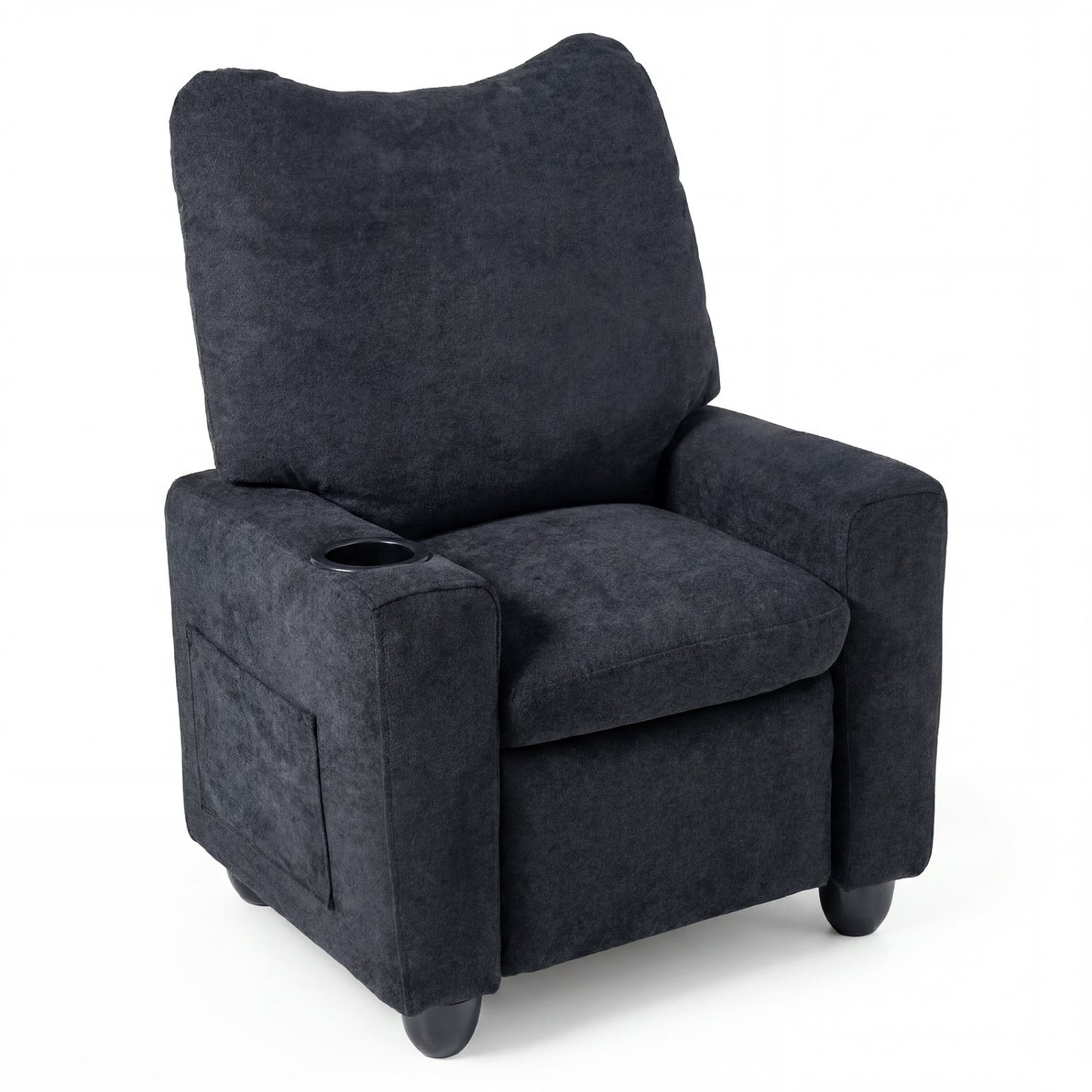Kids Recliner Toddler Single Sofa with Adjustable Footrest and Cup Holder, Black Kids Chairs & Seating Black at Gallery Canada