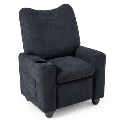 Kids Recliner Toddler Single Sofa with Adjustable Footrest and Cup Holder, Black Kids Chairs & Seating Black at Gallery Canada