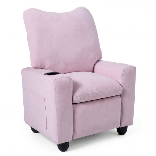 Kids Recliner Toddler Single Sofa with Adjustable Footrest and Cup Holder, Pink Kids Chairs & Seating Pink at Gallery Canada