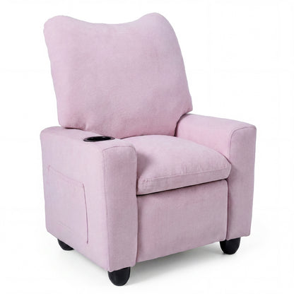 Kids Recliner Toddler Single Sofa with Adjustable Footrest and Cup Holder, Pink Kids Chairs & Seating Pink at Gallery Canada