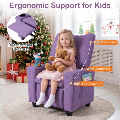 Kids Recliner Toddler Single Sofa with Adjustable Footrest and Cup Holder, Purple Kids Chairs & Seating at Gallery Canada