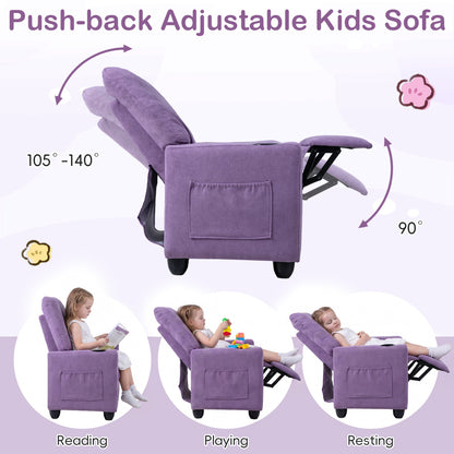 Kids Recliner Toddler Single Sofa with Adjustable Footrest and Cup Holder, Purple Kids Chairs & Seating at Gallery Canada