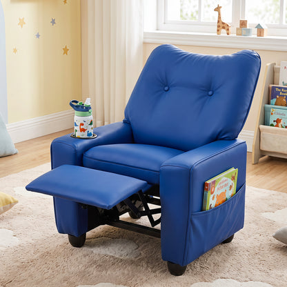 Fauteuil inclinable pour enfants avec porte-gobelet, bleu