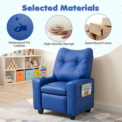 Fauteuil inclinable pour enfants avec porte-gobelet, bleu