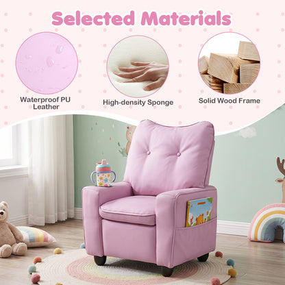Fauteuil inclinable pour enfants avec porte-gobelet, rose