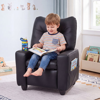Accoudoirs avec porte-gobelets pour fauteuil inclinable pour enfants, dossier réglable, noir