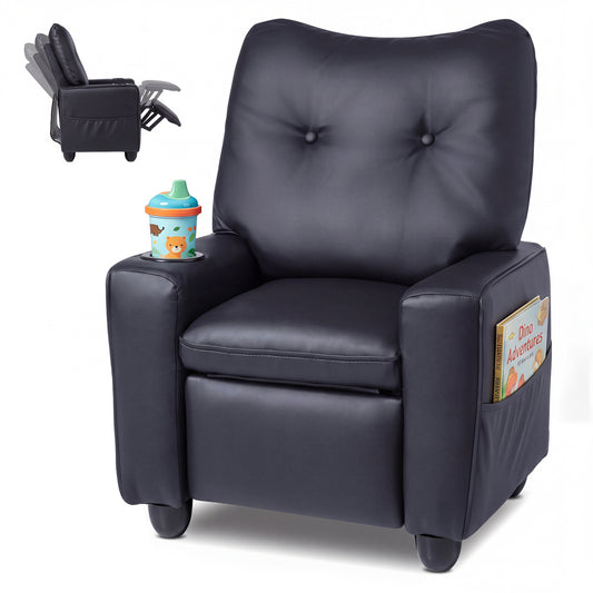 Kids Recliner Cup Holder Armrests Adjustable Backrest, Black Kids Chairs & Seating Black at Gallery Canada