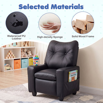 Accoudoirs avec porte-gobelets pour fauteuil inclinable pour enfants, dossier réglable, noir