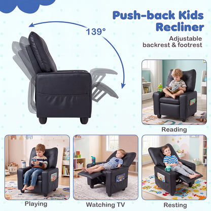 Accoudoirs avec porte-gobelets pour fauteuil inclinable pour enfants, dossier réglable, noir
