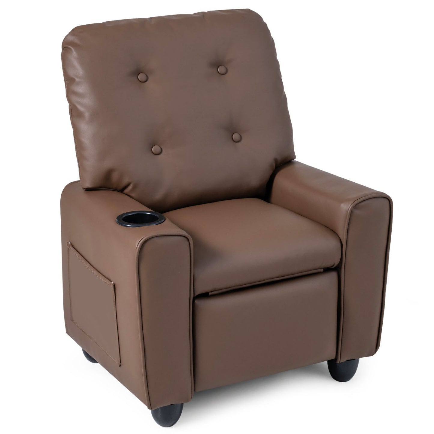 Fauteuil inclinable pour enfants avec porte-gobelet, accoudoirs, marron