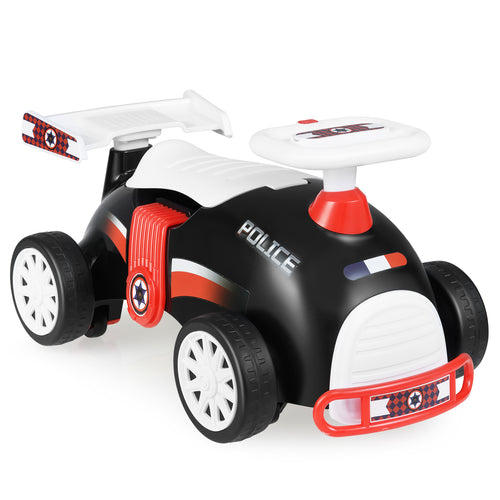 Kids Ride On Car Sliding Toy with Music and Under-Seat Storage, Black & Red