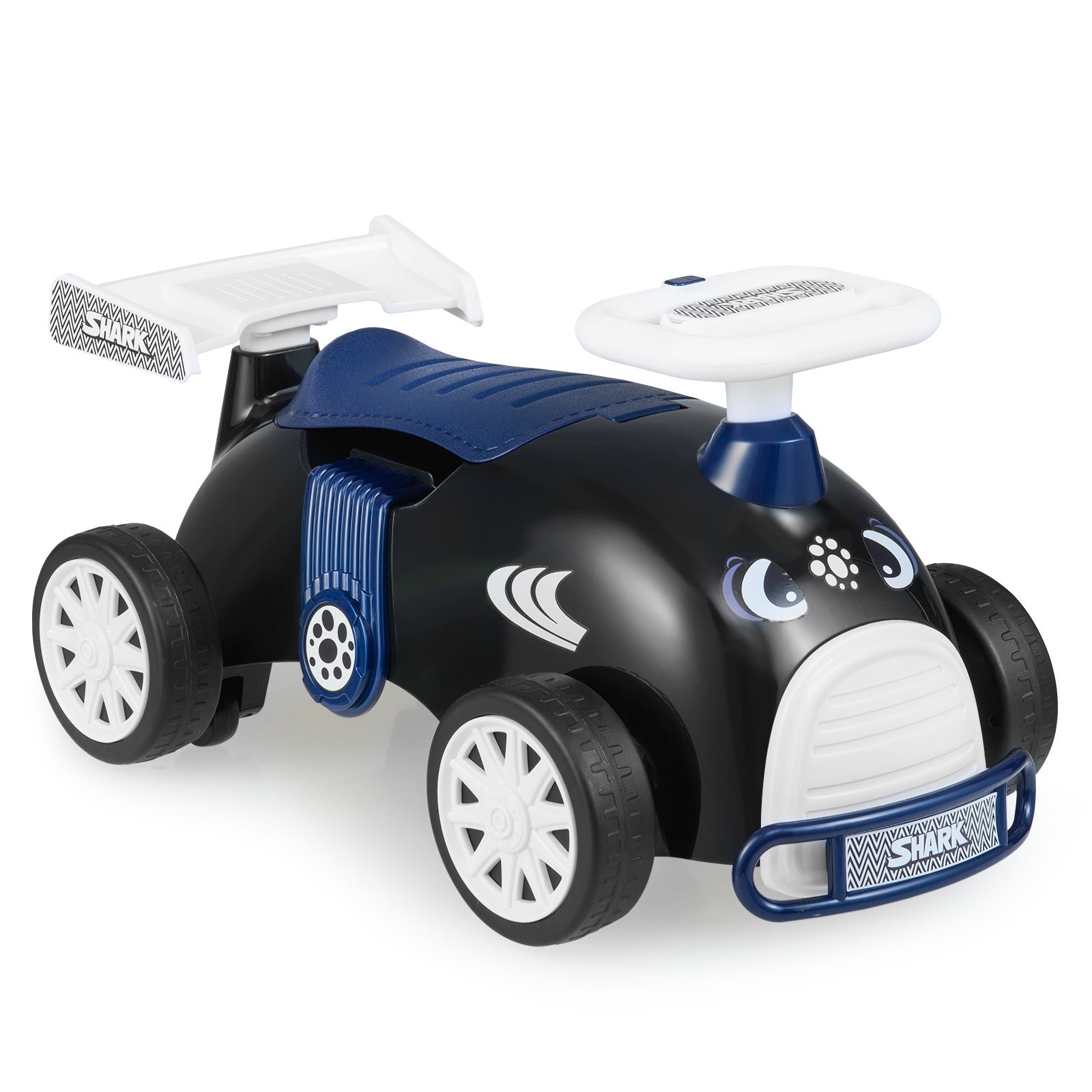 Kids Ride On Car Sliding Toy with Music and Under-Seat Storage, Black & Blue Push & Pedal Ride On Toys at Gallery Canada