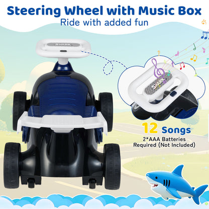 Kids Ride On Car Sliding Toy with Music and Under-Seat Storage, Black & Blue Push & Pedal Ride On Toys at Gallery Canada