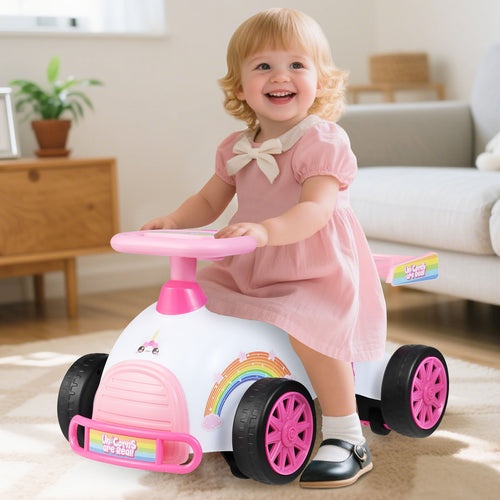 Kids Ride On Car Sliding Toy with Music and Under-Seat Storage, Pink