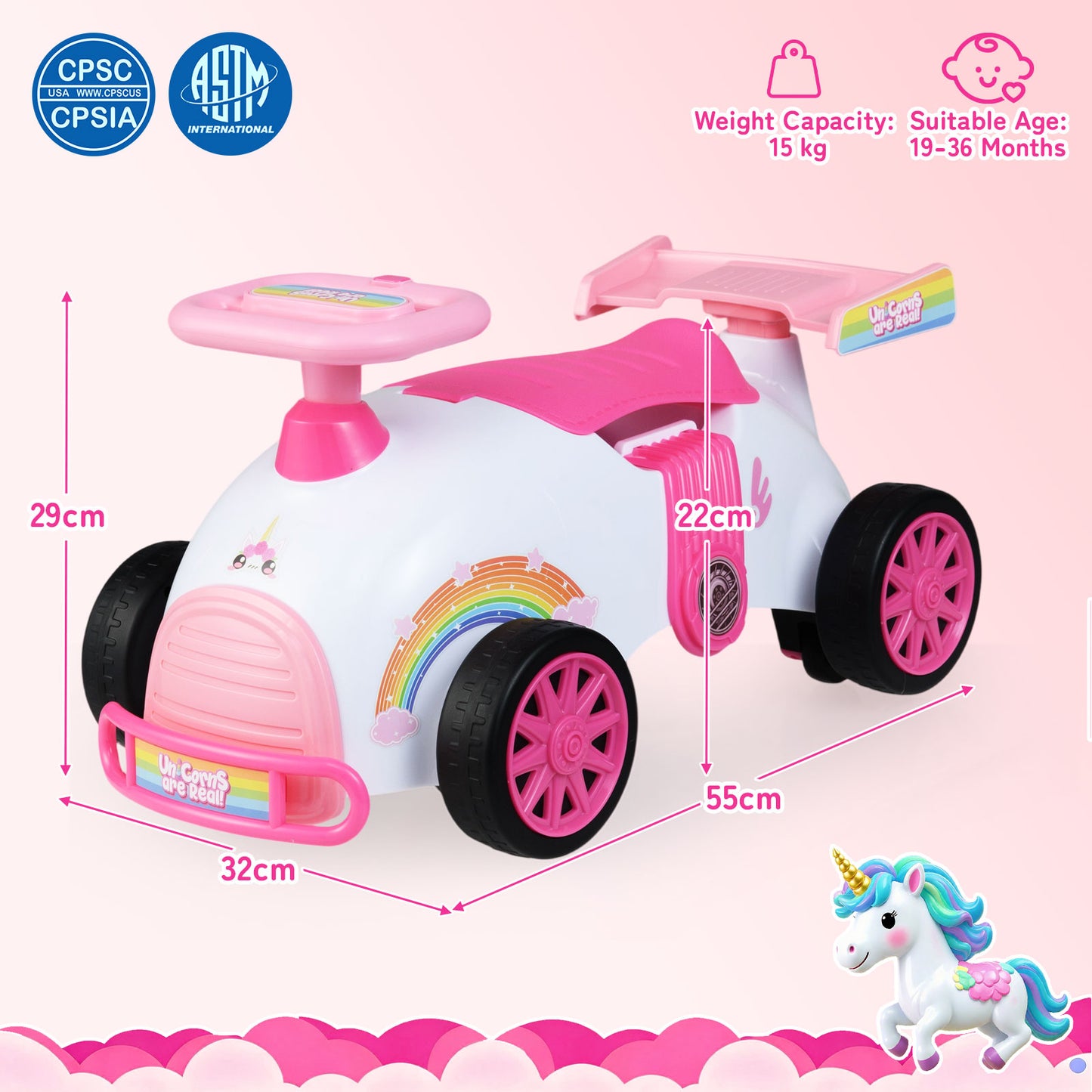 Kids Ride On Car Sliding Toy with Music and Under-Seat Storage, Pink Push & Pedal Ride On Toys at Gallery Canada