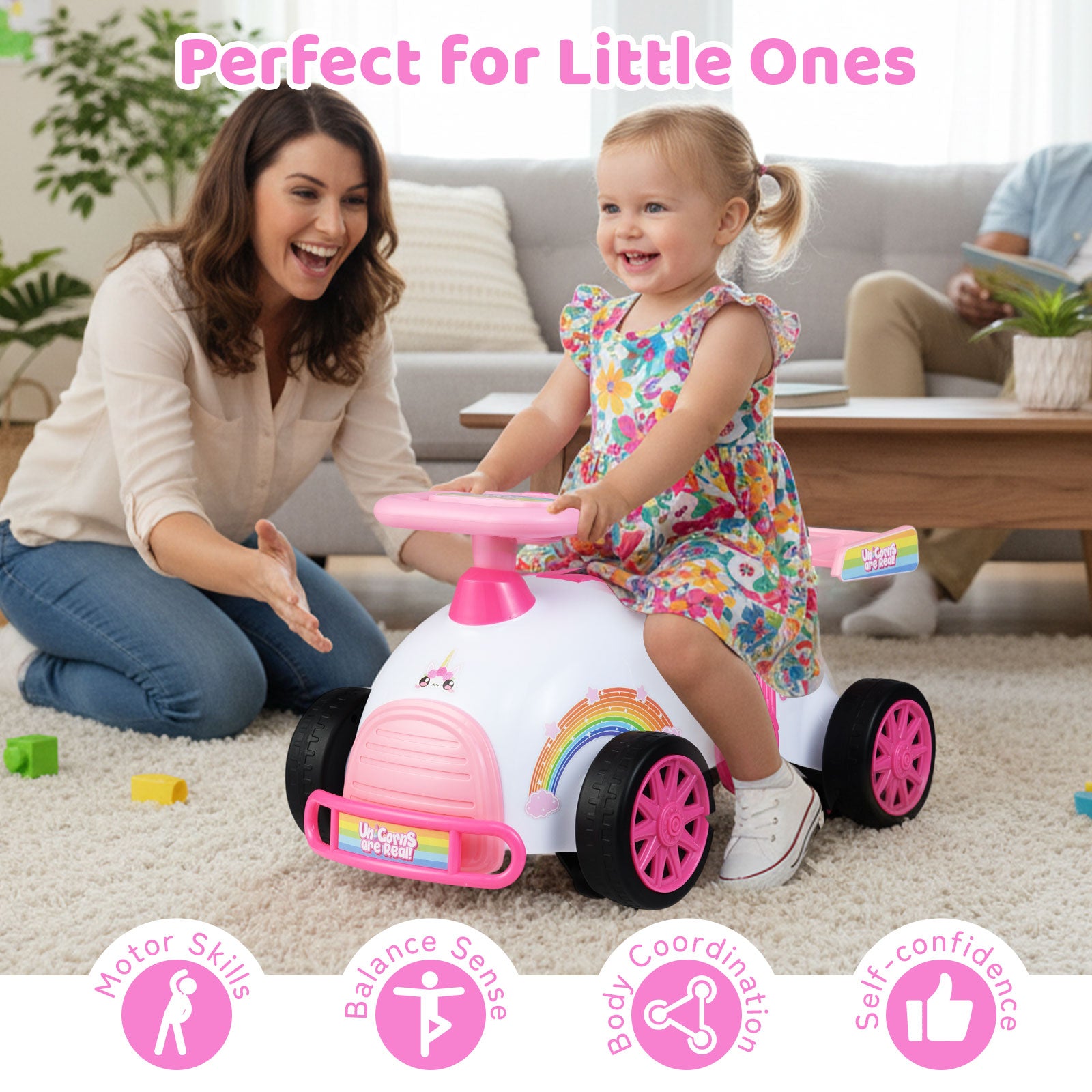 Kids Ride On Car Sliding Toy with Music and Under-Seat Storage, Pink Push & Pedal Ride On Toys at Gallery Canada