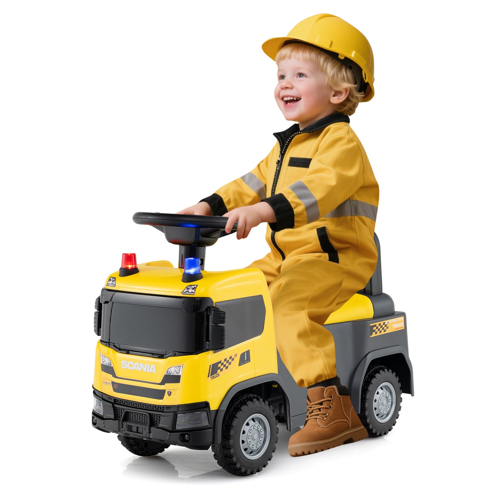 Kids Ride On Push Car Licensed SCANIA Truck Toy with Steering Wheel and Music, Yellow Push & Pedal Ride On Toys at Gallery Canada