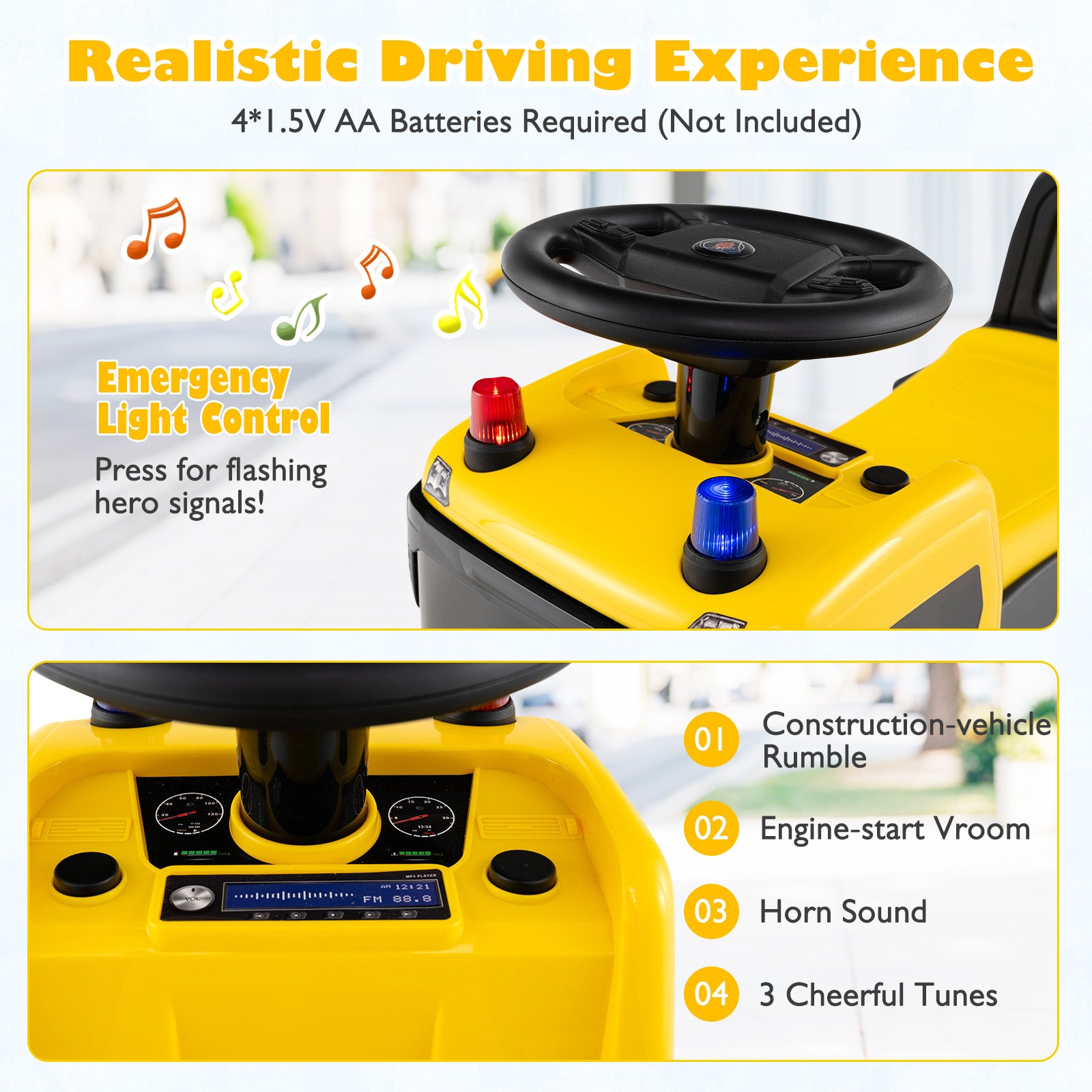 Kids Ride On Push Car Licensed SCANIA Truck Toy with Steering Wheel and Music, Yellow Push & Pedal Ride On Toys at Gallery Canada