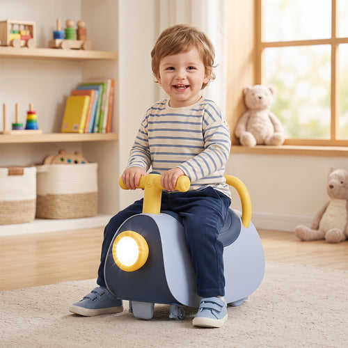 Kids Ride On Push Car with Headlight, Blue
