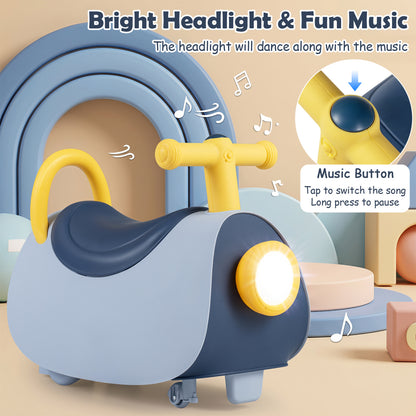 Kids Ride On Push Car with Headlight, Blue