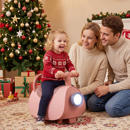 Voiture à pousser pour enfants avec phare, musique et rangement, rose