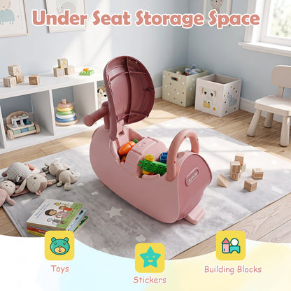 Voiture à pousser pour enfants avec phare, musique et rangement, rose