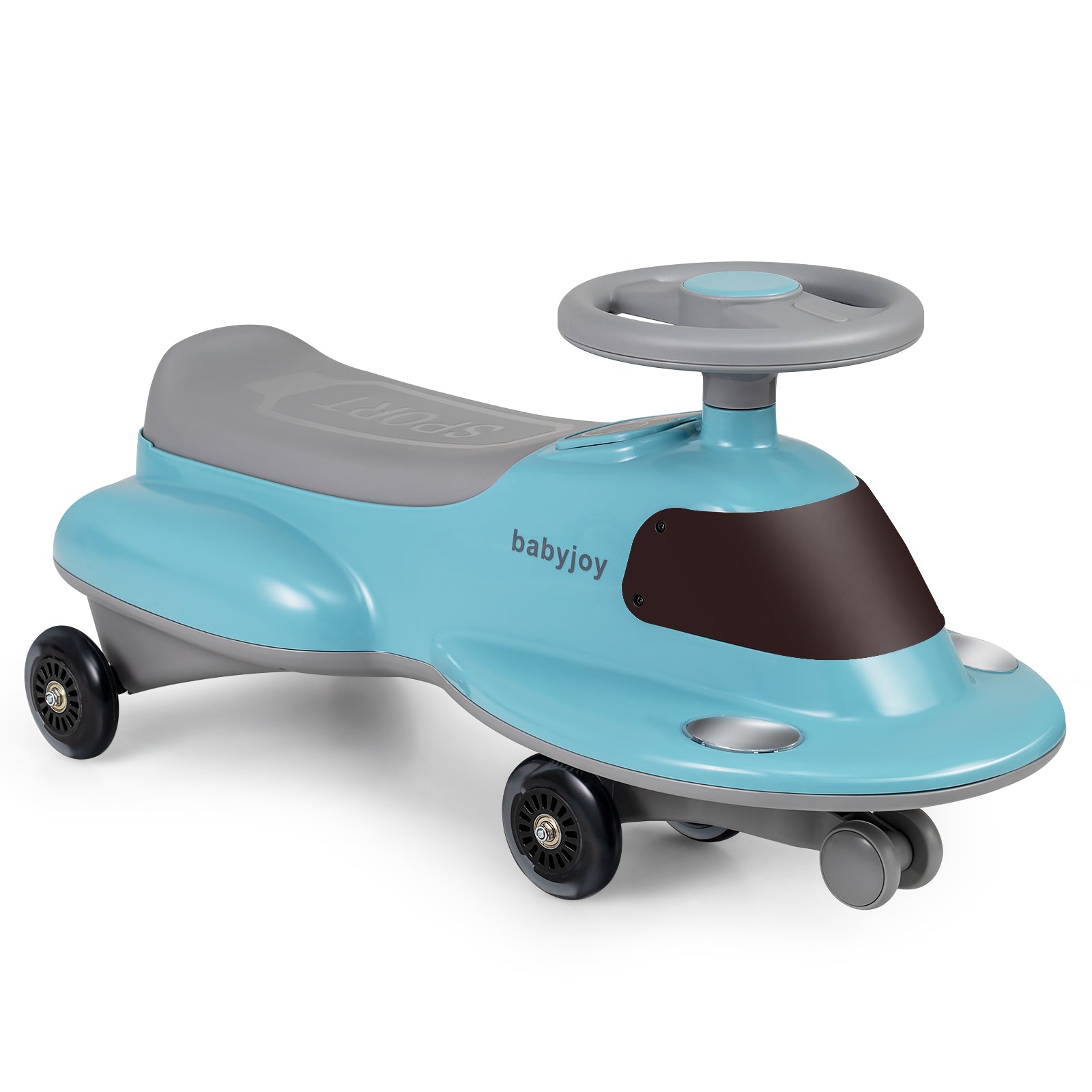 Kids Ride On Toy with Under-seat Storage and LED Flashing Wheels, Blue Push & Pedal Ride On Toys Blue at Gallery Canada