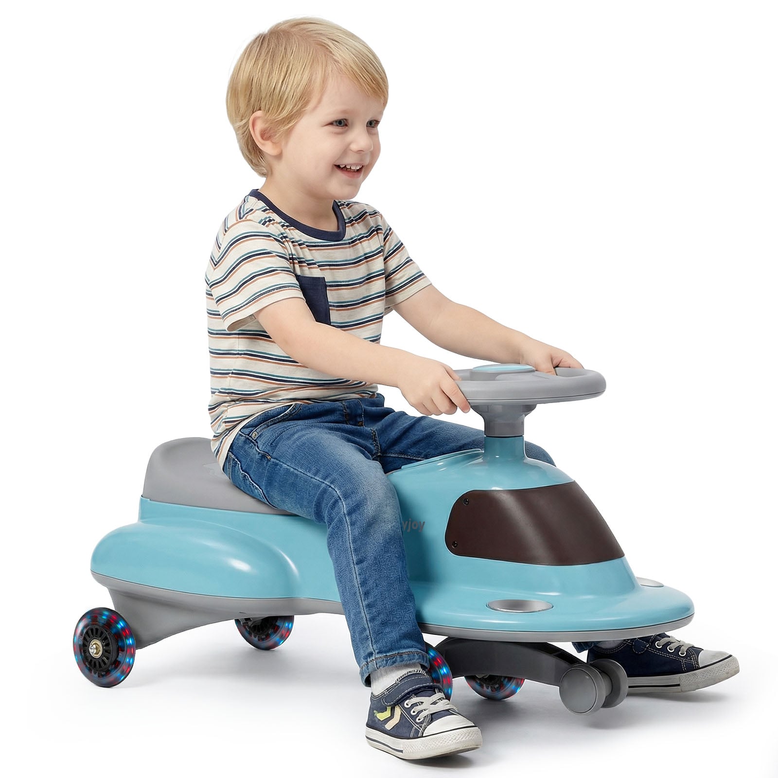 Kids Ride On Toy with Under-seat Storage and LED Flashing Wheels, Blue Push & Pedal Ride On Toys at Gallery Canada