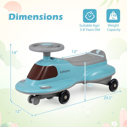 Kids Ride On Toy with Under-seat Storage and LED Flashing Wheels, Blue Push & Pedal Ride On Toys at Gallery Canada