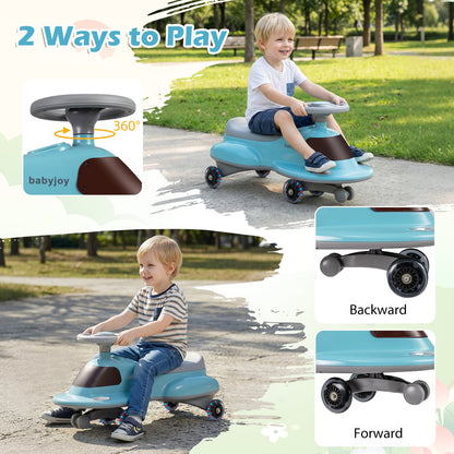 Kids Ride On Toy with Under-seat Storage and LED Flashing Wheels, Blue Push & Pedal Ride On Toys at Gallery Canada