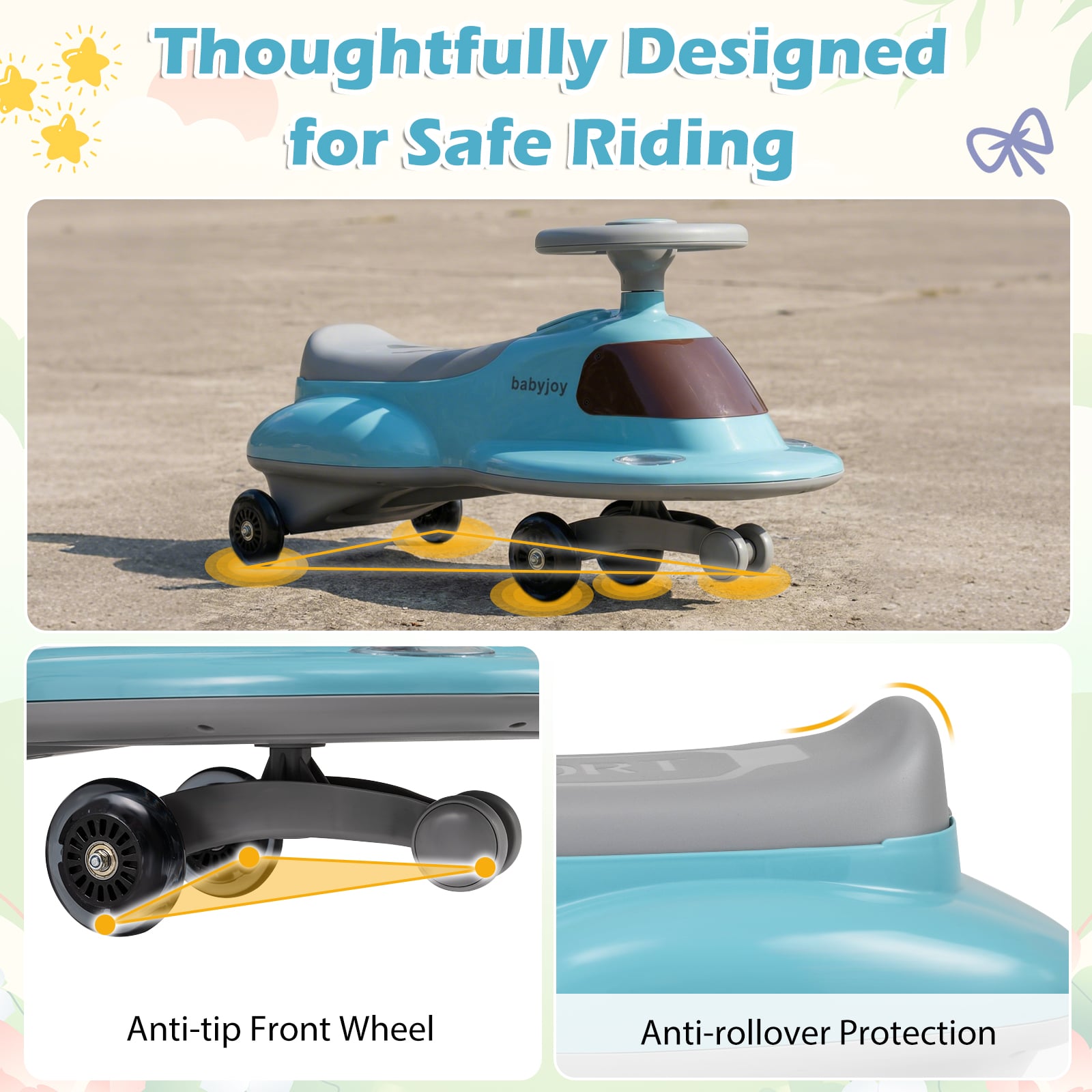 Kids Ride On Toy with Under-seat Storage and LED Flashing Wheels, Blue Push & Pedal Ride On Toys at Gallery Canada