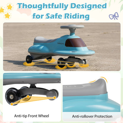 Kids Ride On Toy with Under-seat Storage and LED Flashing Wheels, Blue Push & Pedal Ride On Toys at Gallery Canada