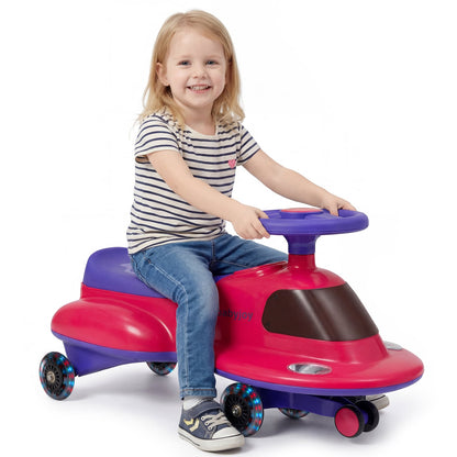 Kids Ride On Toy with Under-seat Storage and LED Flashing Wheels, Pink Push & Pedal Ride On Toys at Gallery Canada