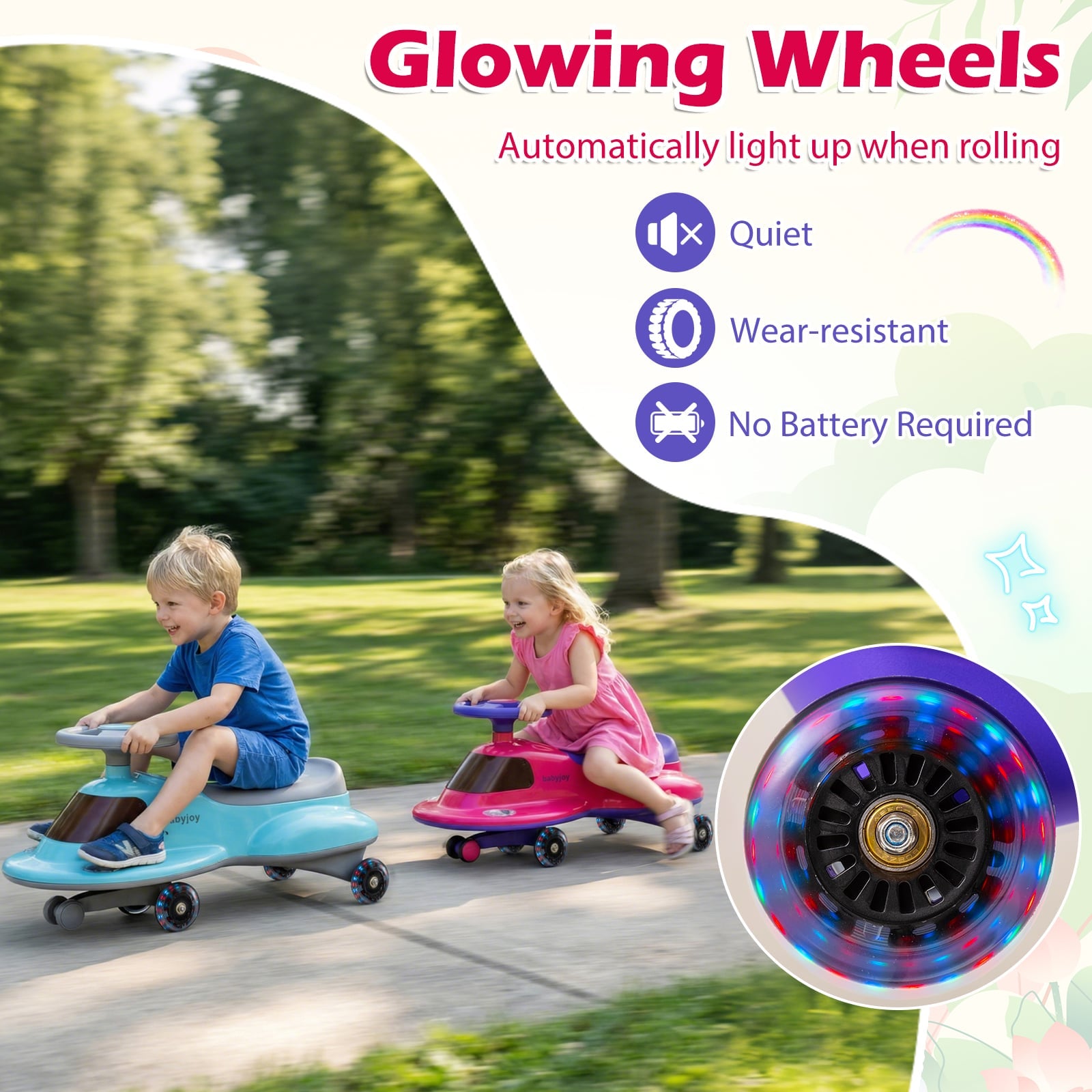 Kids Ride On Toy with Under-seat Storage and LED Flashing Wheels, Pink Push & Pedal Ride On Toys at Gallery Canada