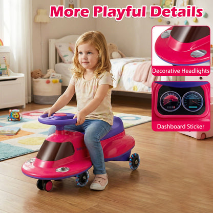 Kids Ride On Toy with Under-seat Storage and LED Flashing Wheels, Pink Push & Pedal Ride On Toys at Gallery Canada