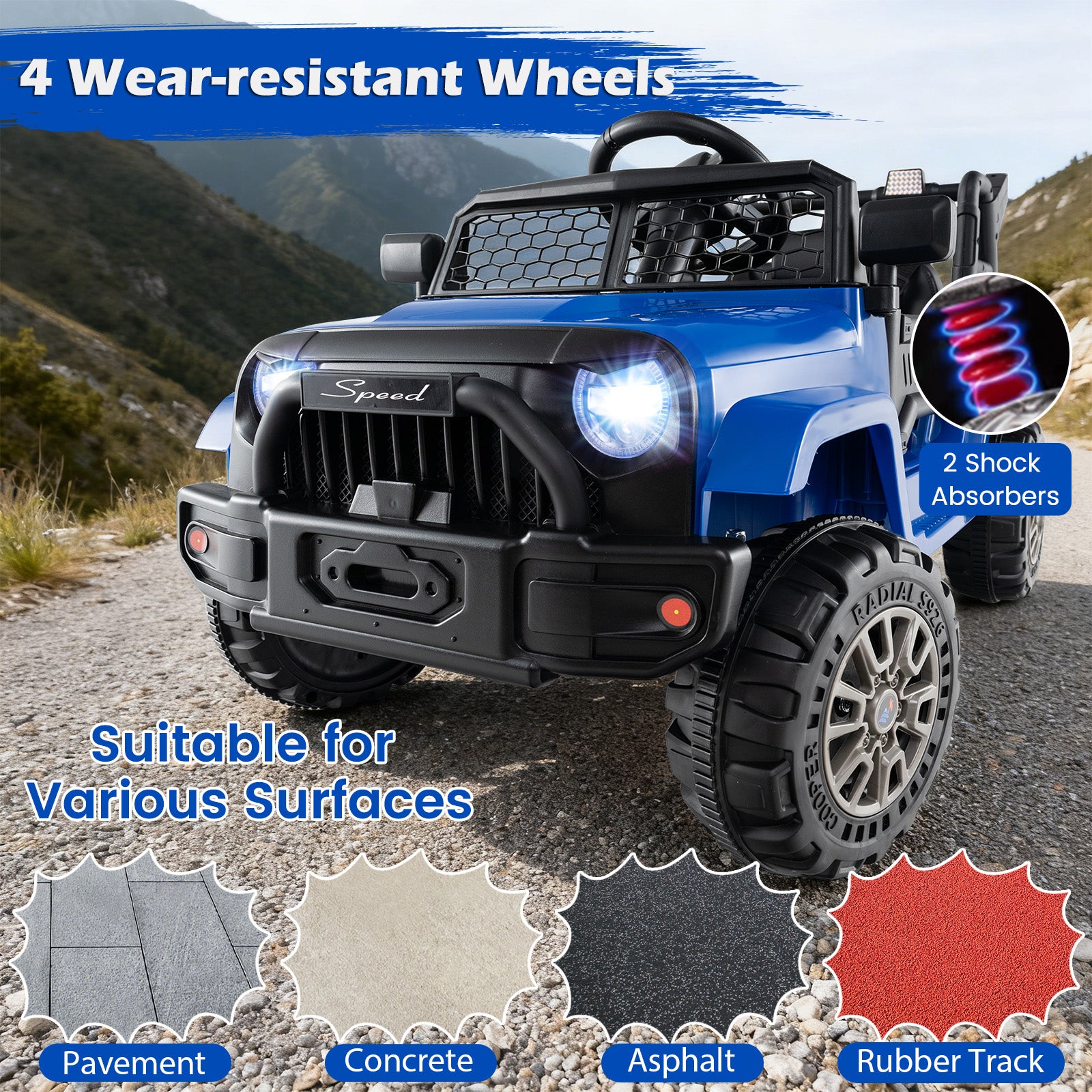Kids Ride On UTV Car with Detachable Trailer 12V Battery Powered Ride On Truck, Navy Powered Ride On Toys at Gallery Canada