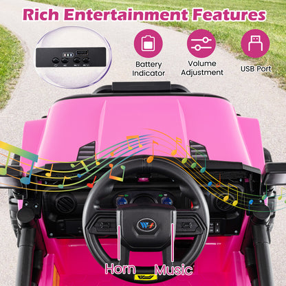 Kids Ride On UTV Car with Detachable Trailer 12V Battery Powered Ride On Truck, Pink Powered Ride On Toys at Gallery Canada