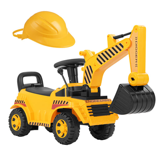 Kids Ride On Excavator, Adjustable Shovel, Yellow