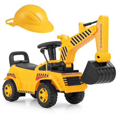 Kids Ride On Excavator, Adjustable Shovel, Yellow Push & Pedal Ride On Toys at Gallery Canada