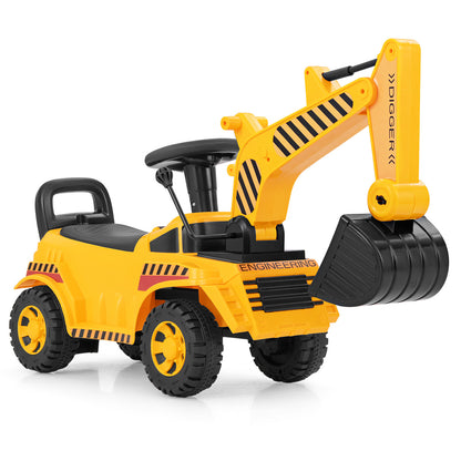 Kids Ride On Excavator, Adjustable Shovel, Yellow Push & Pedal Ride On Toys at Gallery Canada