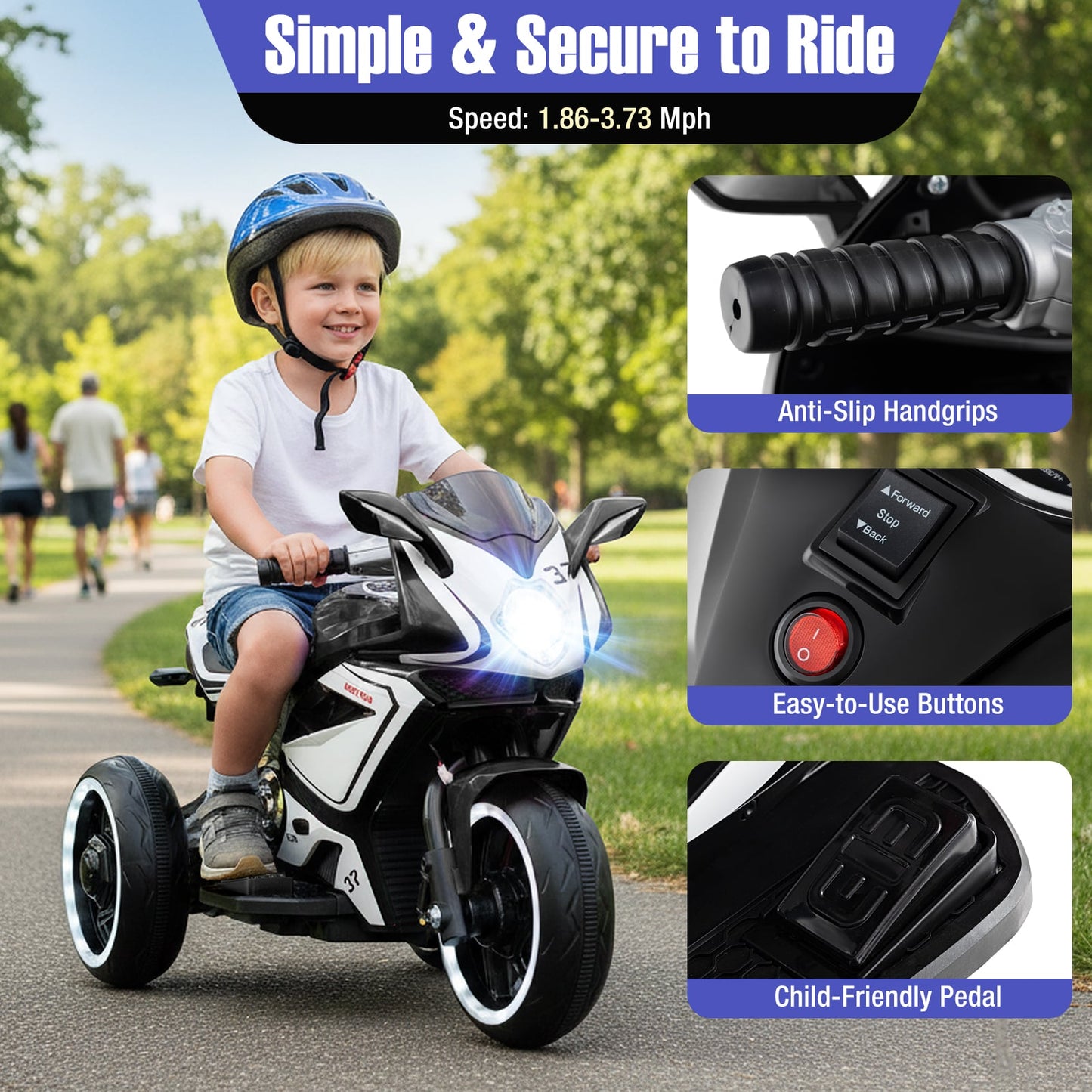 Kids Ride On Motorcycle, 6V Battery Powered, Black