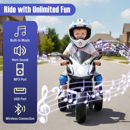 Kids Ride On Motorcycle, 6V Battery Powered, Black