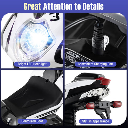 Kids Ride On Motorcycle, 6V Battery Powered, Black