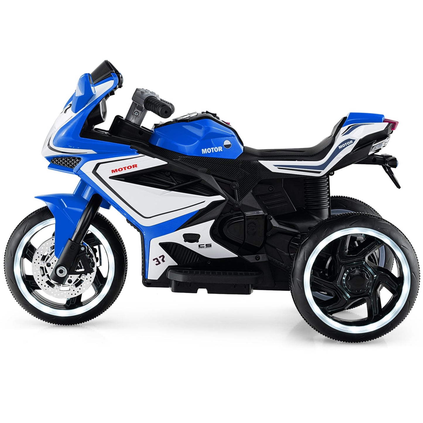 Moto pour Enfants à Monter, Alimentée par Batterie 6V, Lumières LED, Bleu Marine