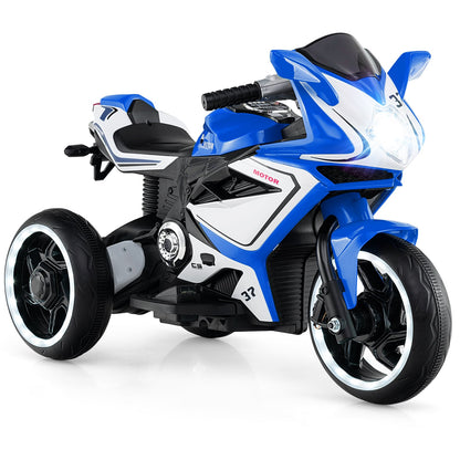 Moto pour Enfants à Monter, Alimentée par Batterie 6V, Lumières LED, Bleu Marine
