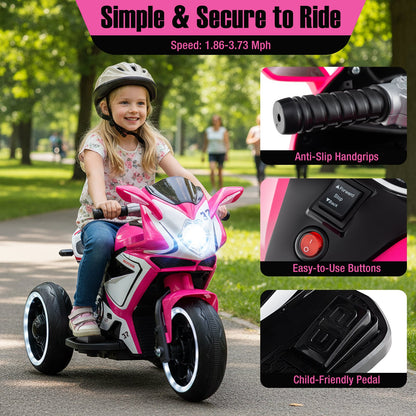 Moto Électrique pour Enfants, Alimentée par Batterie 6V, Rose